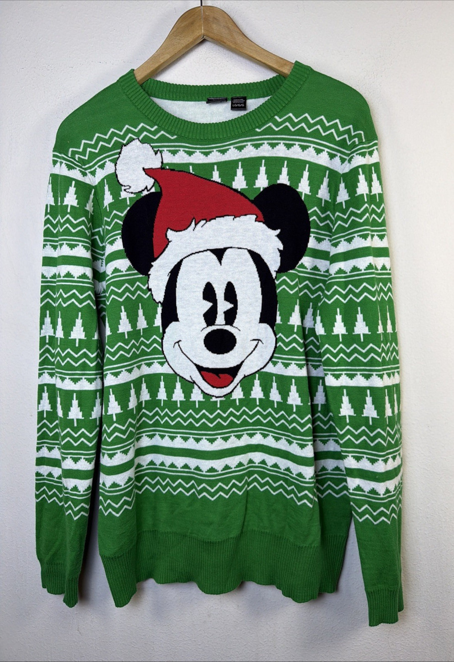 Disney Mickey Mouse Green Ugly Christmas Holiday Sweater large unisex party